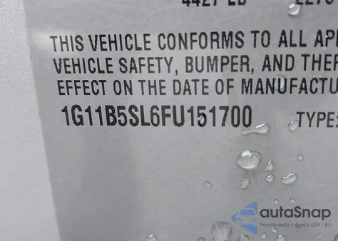 2015 Chevrolet Malibu Ls z USA, uszkodzony, nr VIN 1G11B5SL6FU151700